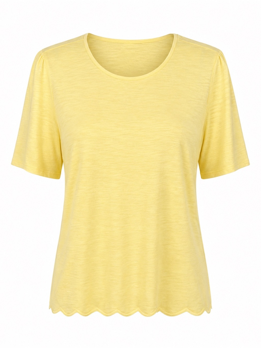 Chicos yellow scalloped hem top, XL, Chicos size 3